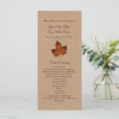 Orange Burlap Monogrammed Wedding Programme (Debout devant)