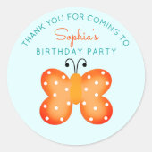 Orange Butterfly Party Favoriser les autocollants (Devant)