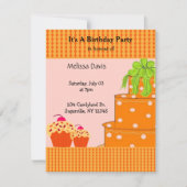 Orange Cake and Cupcakes Invitation Anniversaire (Devant)