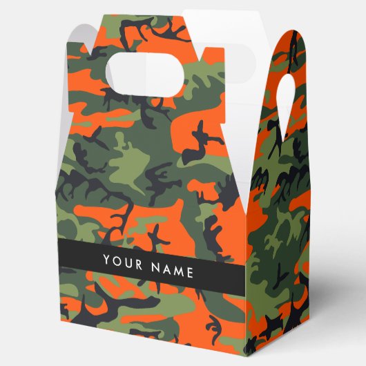 Orange Camouflage Pattern, Your name, Personalize Bedankdoosjes (Geopend)