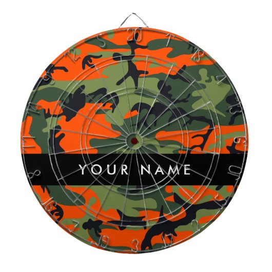Orange Camouflage Pattern, Your name, Personalize Dartbord (Voorkant)