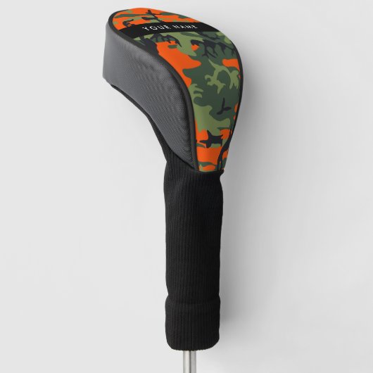 Orange Camouflage Pattern, Your name, Personalize Golfheadcover (Schuin)