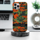 Orange Camouflage Pattern, Your name, Personalize iPhone Hoesje