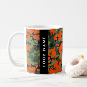 Orange Camouflage Pattern, Your name, Personalize Koffiemok