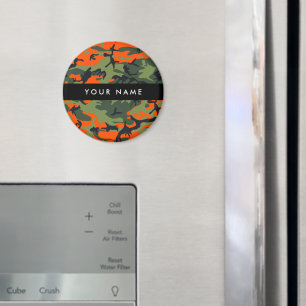 Orange Camouflage Pattern, Your name, Personalize Magneet