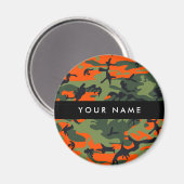 Orange Camouflage Pattern, Your name, Personalize Magneet (Voorkant / Achterkant)