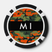 Orange Camouflage Pattern, Your name, Personalize Poker Chips (Achterkant)