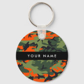 Orange Camouflage Pattern, Your name, Personalize Sleutelhanger (Voorkant)