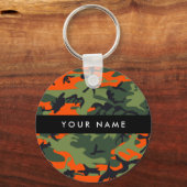Orange Camouflage Pattern, Your name, Personalize Sleutelhanger (Voorkant)