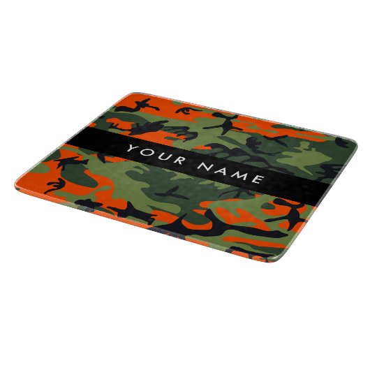 Orange Camouflage Pattern, Your name, Personalize Snijplank (Hoek)