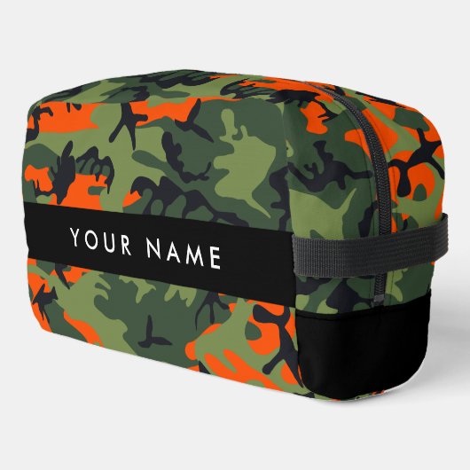 Orange Camouflage Pattern, Your name, Personalize Toilettasje (Linkerhoek)