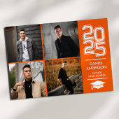 Orange Carré Photo Mod Varsity Grad Faire-part