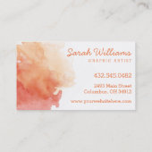 Orange + Carte de visite rouge d'aquarelle (Dos)