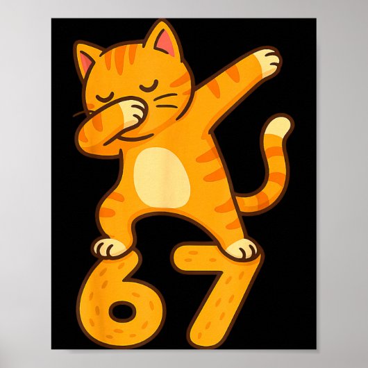 Orange Cat Dabbing Funny 67 Six Seven Meme  Poster (Voorkant)