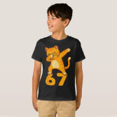 Orange Cat Dabbing Funny 67 Six Seven Meme T-shirt (Voorkant volledig)