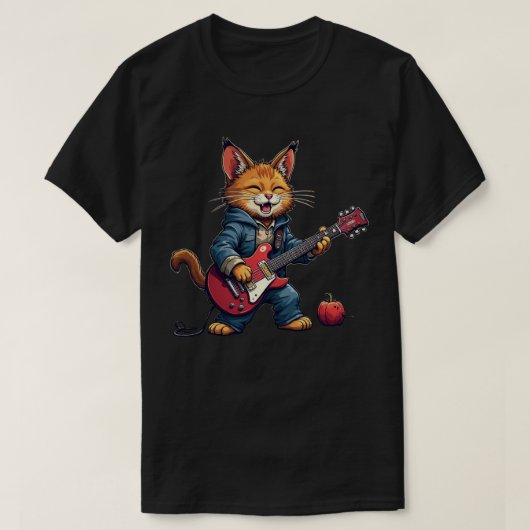 Orange Cat Guitar Player T-shirt (Design voorkant)