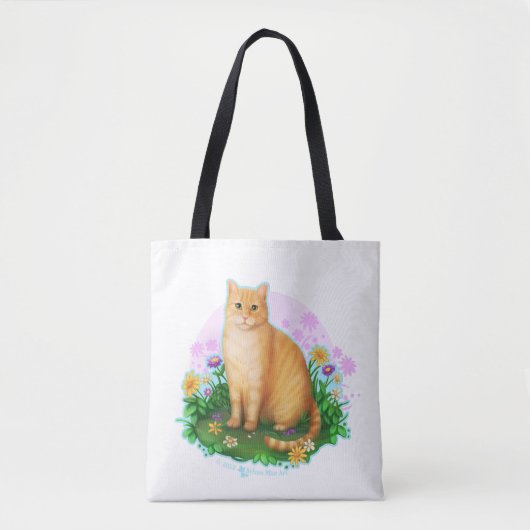 Orange Cat in the Flower Patch Tote Bag (Devant)