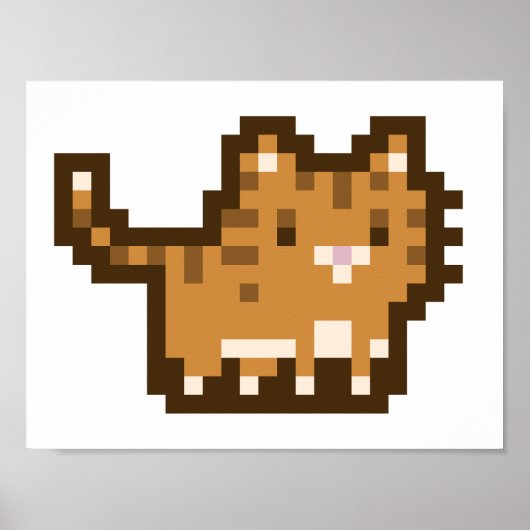 Orange Cat Pixel Art Wide Poster (Devant)