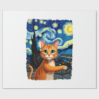 Orange Cat Selfie  Starry Night Cat Mom Cat Lovers Cadeaupapier