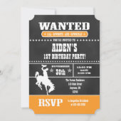 Orange Chalkboard Cowboy Invitation d'anniversaire (Devant)