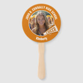 Orange Cheerleader Photo High School Parent Handwaaier (Achterkant)