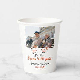 Orange cheers to 60 years anniversary wedding  papieren bekers
