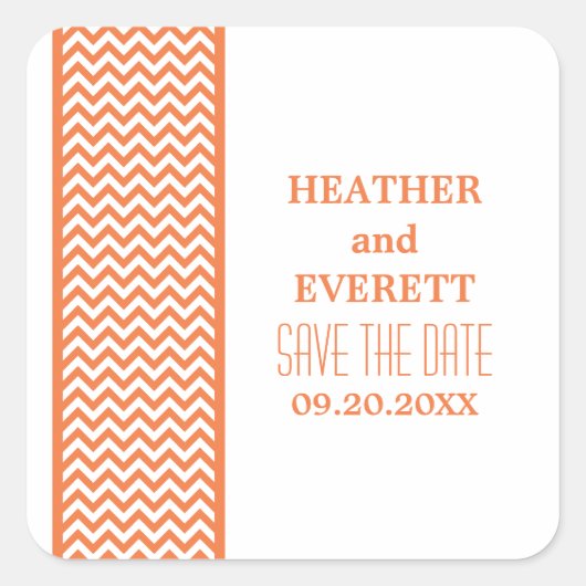 Orange Chevron Bordure Enregistrer Stickers Date (Devant)