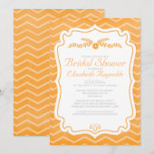 Orange Chevron Stripes Invitations de douche nupti (Devant / Derrière)