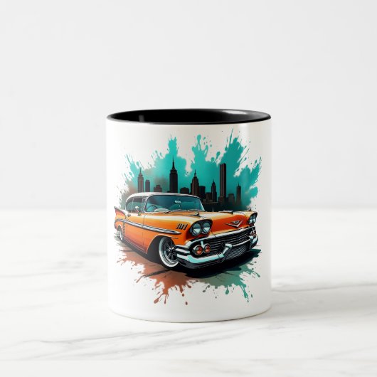 Orange Chevy Splash Mug Tweekleurige Koffiemok (Center)