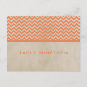 Orange Chic Chevron Numéro de table Carte postale