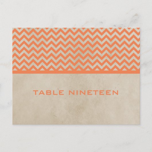 Orange Chic Chevron Numéro de table Carte postale (Devant)