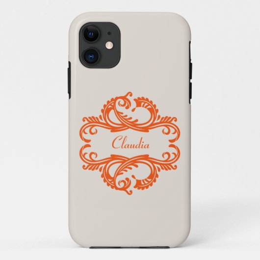 Orange Chic Damask BT iPhone 5 Coque (Dos)