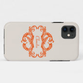 Orange Chic Damask BT iPhone 5 Coque (Dos (Horizontal))