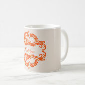Orange Chic Damask Mug (Devant droit)