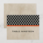 Orange Chic Quatrefoil Numéro de table Carte posta (Devant / Derrière)