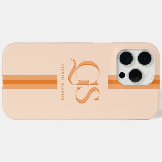 Orange | Chic stripes monogram Case-Mate iPhone Case (Achterkant (horizontaal))