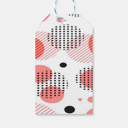 Orange Circles with Black Polka Dots pattern Cadeaulabel (Achterkant)