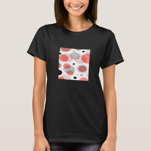 Orange Circles with Black Polka Dots pattern T-shirt (Voorkant)