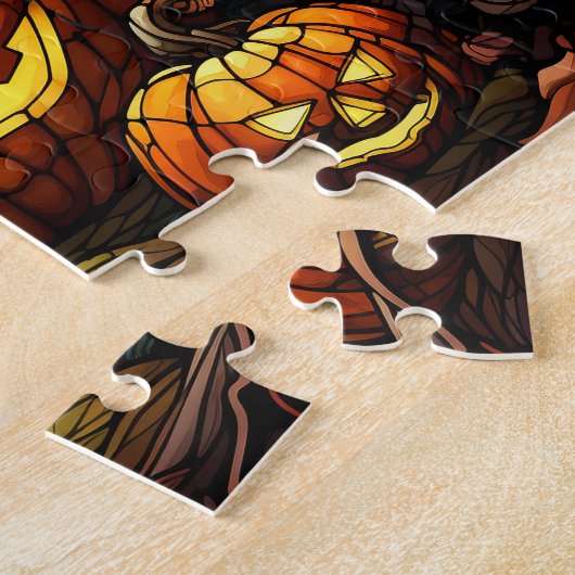 Orange Citrouille Halloween puzzle (Côté)