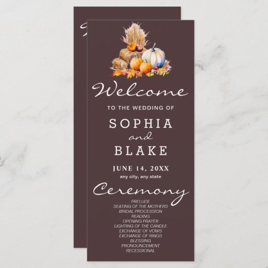 Orange & Citrouilles blancs Automne Programme de m (Devant / Derrière)