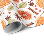 Orange Citrus Cinnamon Holiday Pattern Cadeaupapier (Rol Hoek)