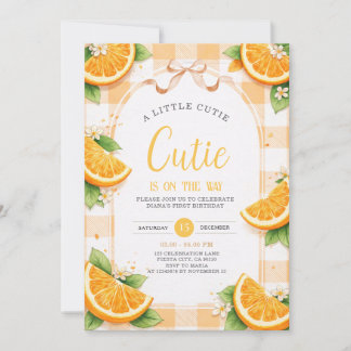 Orange Citrus First Birthday Party Invite Kaart
