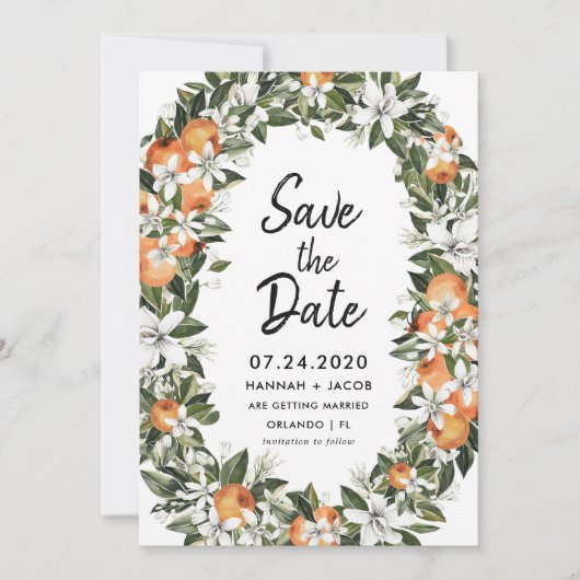 Orange Citrus Green Enregistrer Les Dates Cartes (Devant)