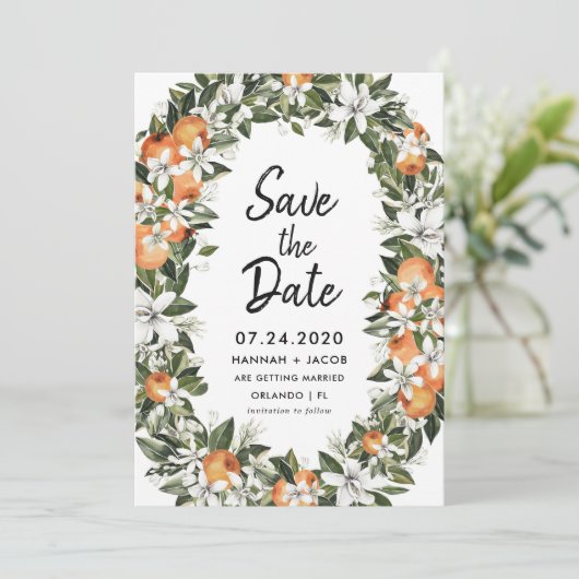 Orange Citrus Green Enregistrer Les Dates Cartes (Debout devant)