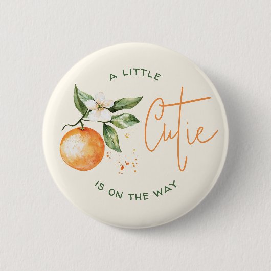Orange Citrus Little Cutie Baby Shower Button (Voorkant)