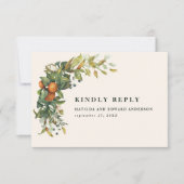 Orange Citrus Watercolor Botanical Wedding RSVP (Devant)