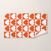 Orange clair et À damiers blanc avec les coeurs (Serviette à main)
