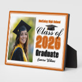 Orange Class of 2026 Graduation Photo Fotoplaat (Zijkant)