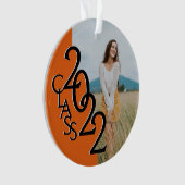 Orange Classe 2022 Diplôme Photo Ornament (devant)