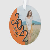 Orange Classe 2022 Diplôme Photo Ornament (devant)